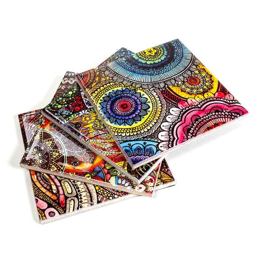 Mandala coasters ceramic set of 4 image