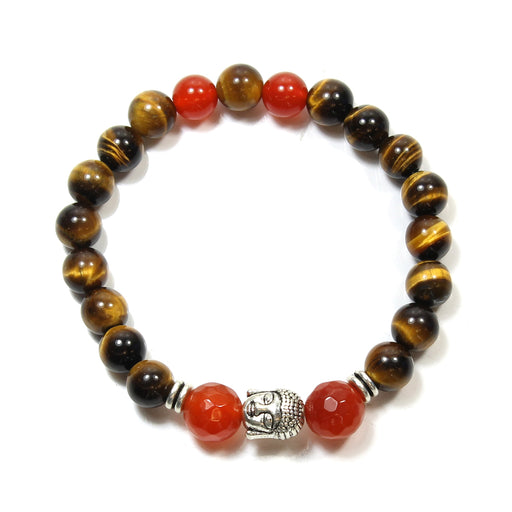 Armbånd tigerøye og agat perler med buddha  image