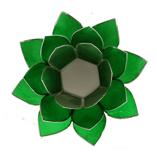 Telysholder / Lotus atmospheric light chakra 4 green silver trim image