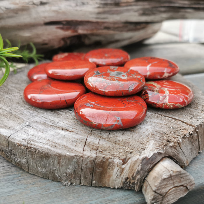 Jaspis, breksje flat lommestein 40 mm image