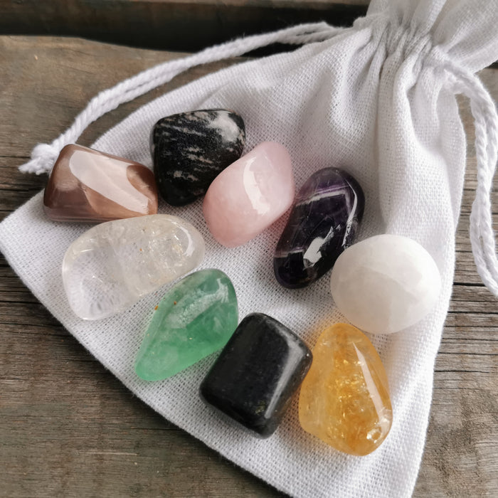 Love Protection Luck Harmony Crystals Gemstones Gift Set in Jute image