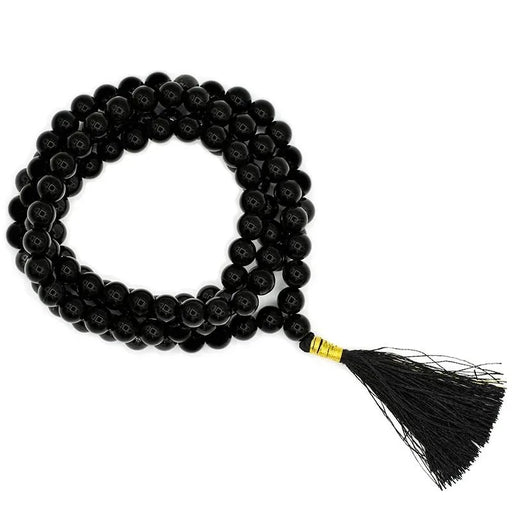 Mala Black Tourmaline AA quality 108 beads + brocate bag  0.8 mm image