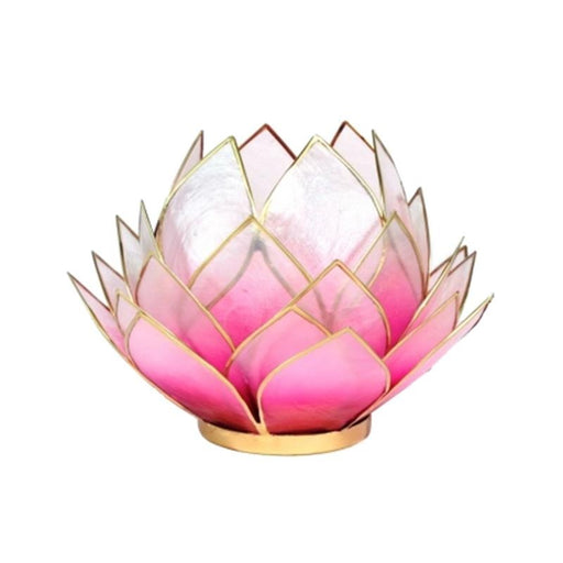 Lotus telysholder - Lotus light pink gold trim large  image