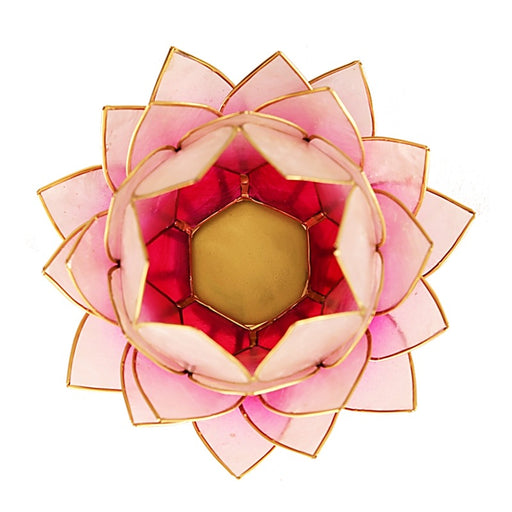 Lotus telysholder - Lotus light pink gold trim large  image