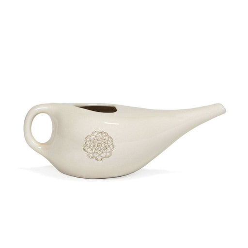 Ceramic Neti pot with Mandala cream image