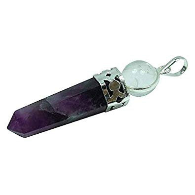 Ametyst anheng stav - Amethyst Point Pendant with black Cord  image