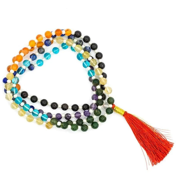 Mala 7 chakra stones A quality 108 beads + bag