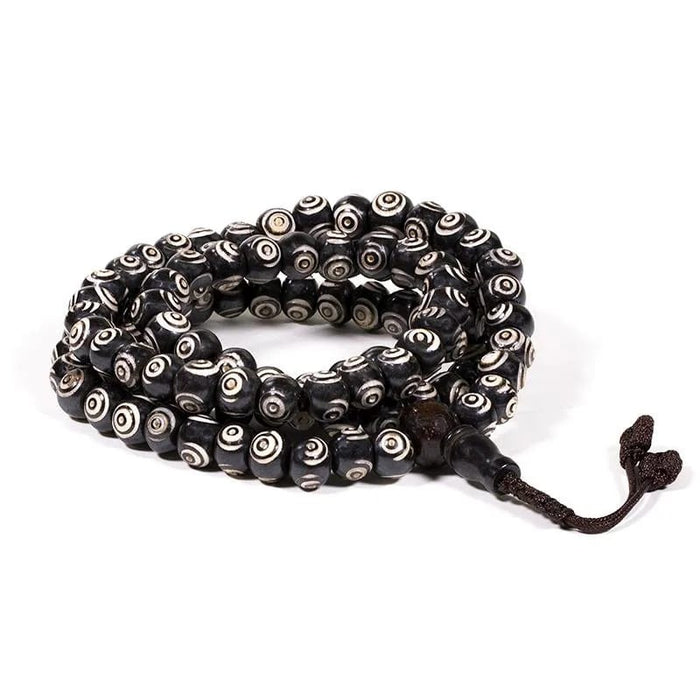 Mala bone black and white 108 beads + Guru bead