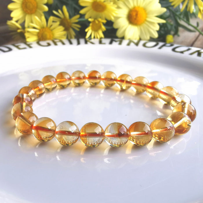 Citrin Armbånd /Citrine Bracelet for Financial Luck Round Beads  image
