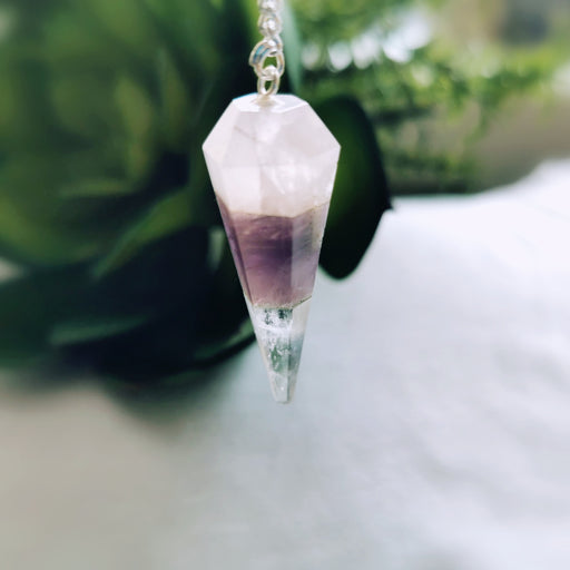 Rose Quartz Amethyst Crystal Quartz Pendulum image
