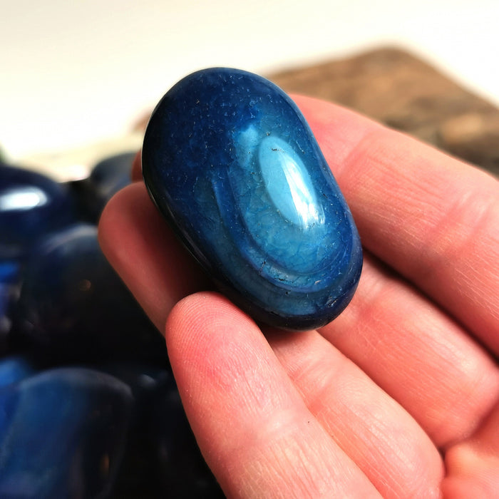 Agat blå - tromlet stein XL  30- 45mm Stor   image