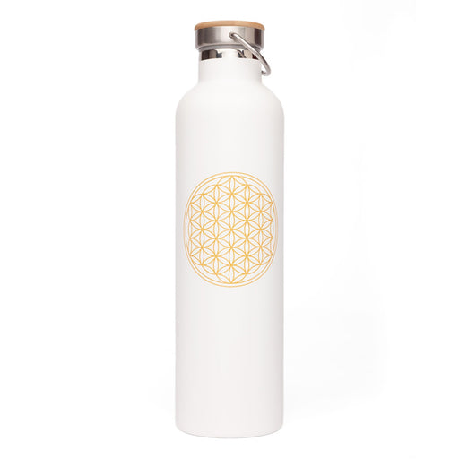 Stainless Steel Insulated Bottle, 1L - Flower of Life, white image