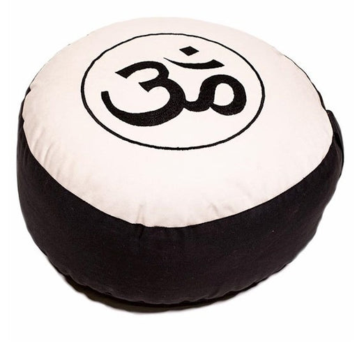 Meditation cushion Ohm black/cream printed image