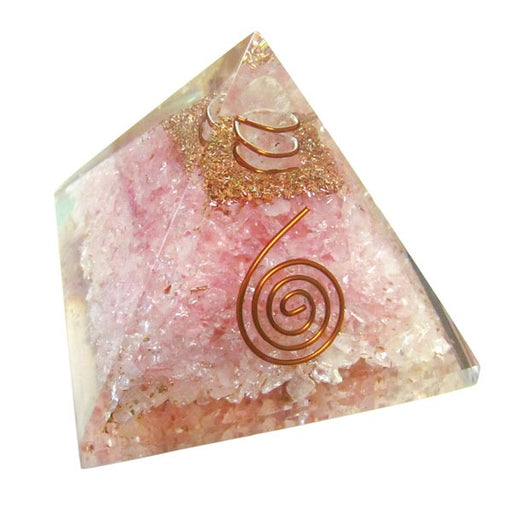 Orgonite Rosenkvarts Rose Quartz Pyramid With Copper Spiral image