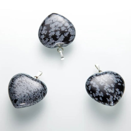 Obsidian, snøfnugg hjerte anheng 30 mm image