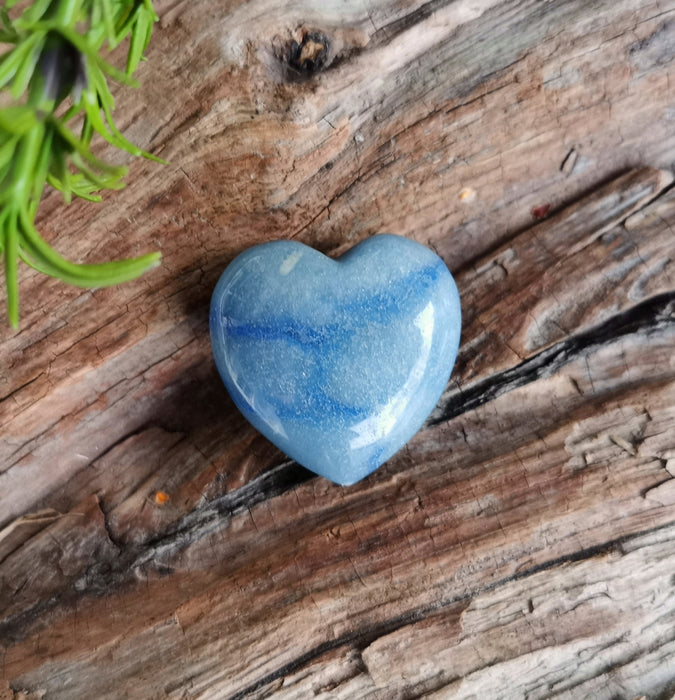 Kvarts, blå hjerte stor 4 cm  image