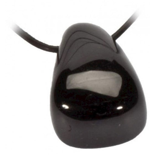Onyx black A drilled tumble stone pendant image
