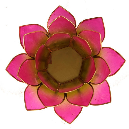 Lotus telysholder /Candle light Holder Capiz Shell Rosa - Grønn  image