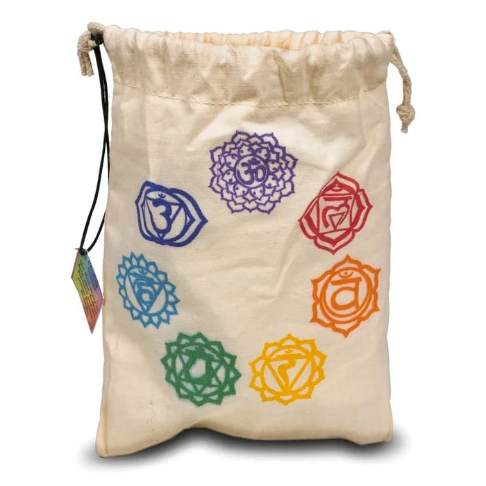 Set of 7 chakra stones in cotton bag image