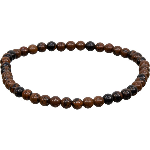 Elastic Bracelet 4mm Round Beads - Mahogany Obsidian   image