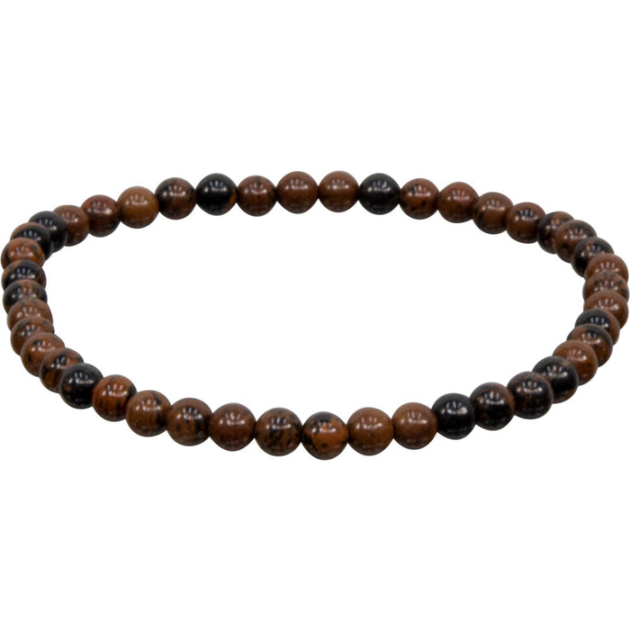 Elastic Bracelet 4mm Round Beads - Mahogany Obsidian   image