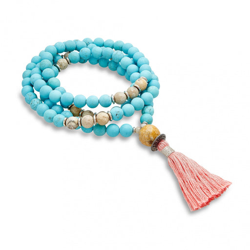 Mala Kjede/Matte turquoise & faceted african opal with silver-pl image