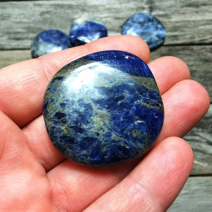 Sodalitt/Sodalite flat Lommestein - Palm stone 40mm image