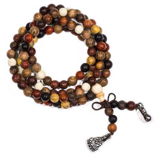 Mala with 108 beads of four types of wood: rosewood, wenge, ebon image