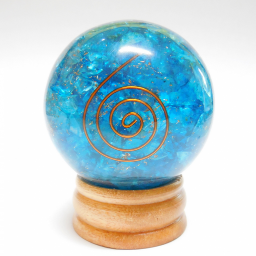 Blue Crystals Orgonite Sphere with copper coil and copper bits  image