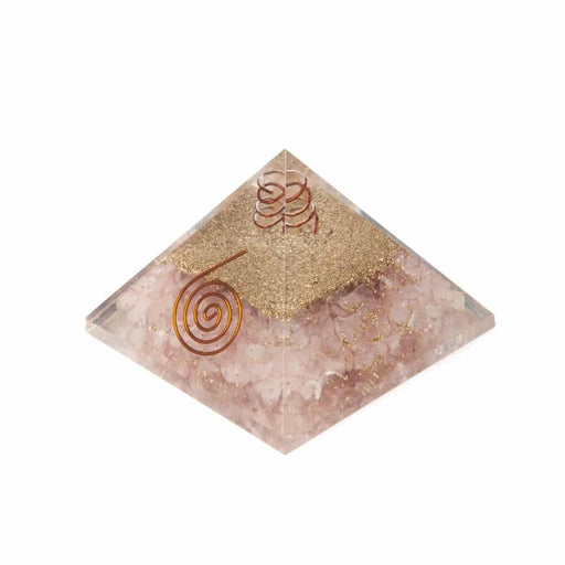 Large Orgonite pyramid Rose Quartz with spiral and copper image
