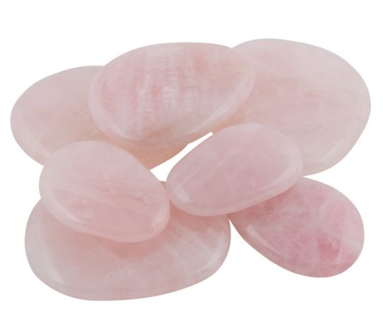 Rosenkvarts flat lommestein / Rose Quartz Worry Stone ca 30 - 35 image
