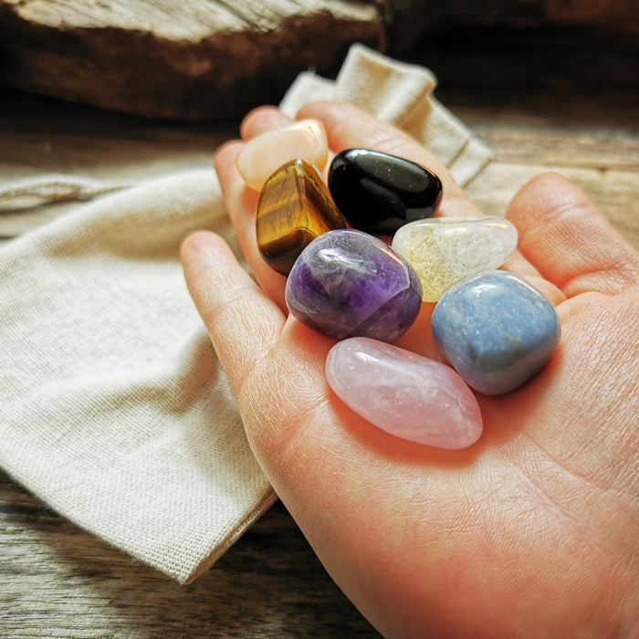 Krystall Healing  Sett - Protection Crystal Set - Jute Bag  image