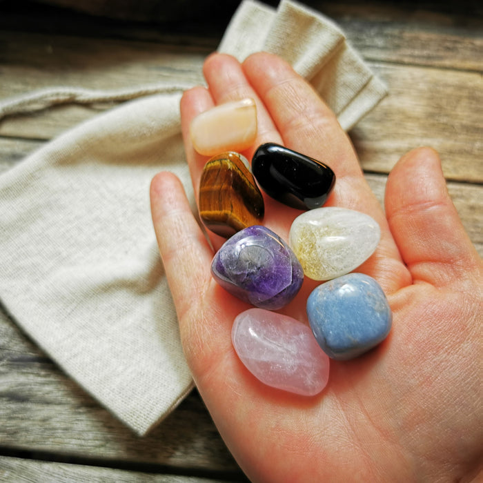 Krystall Healing  Sett - Protection Crystal Set - Jute Bag  image