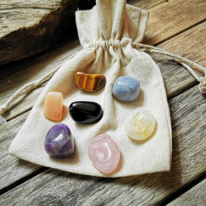 Krystall Healing  Sett - Protection Crystal Set - Jute Bag  image