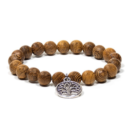 Mala/bracelet wenge wood elastic with tree of life image