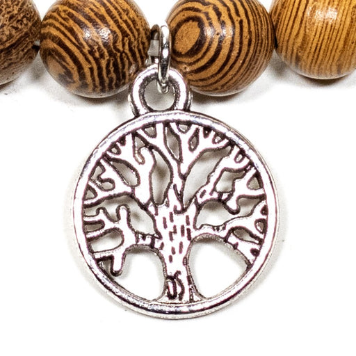 Mala/bracelet wenge wood elastic with tree of life image