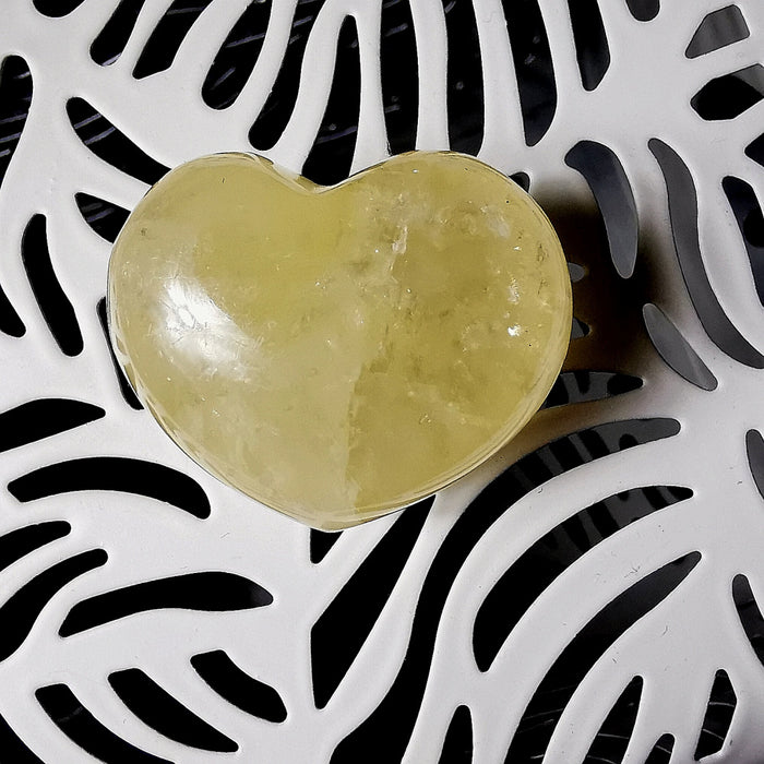 Kalsitt / Calcite Gul hjerte stor 35 mm , gaveeske image