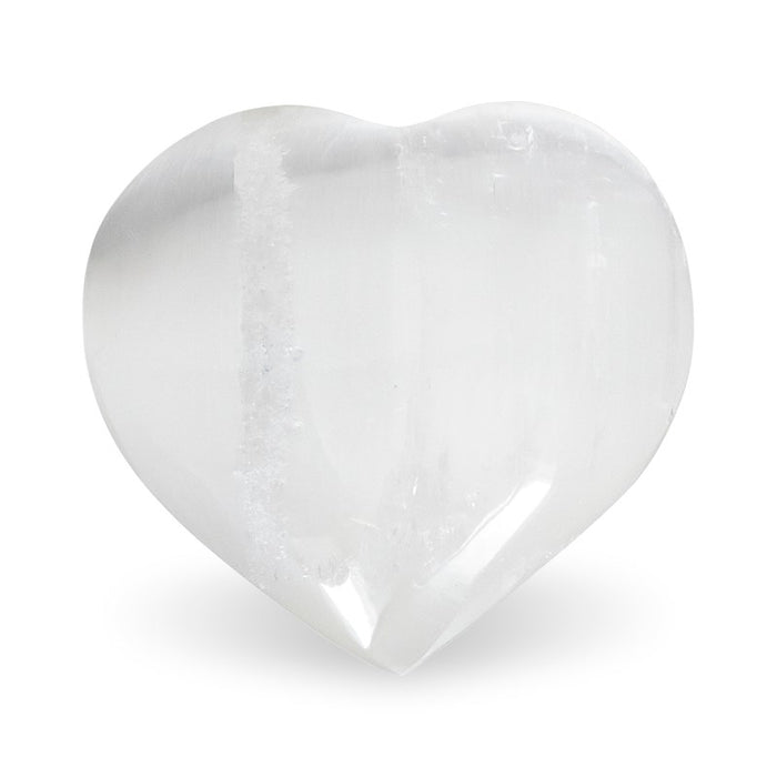 Selenitt hjerte /White selenite heart worry stone 4,5cm  image