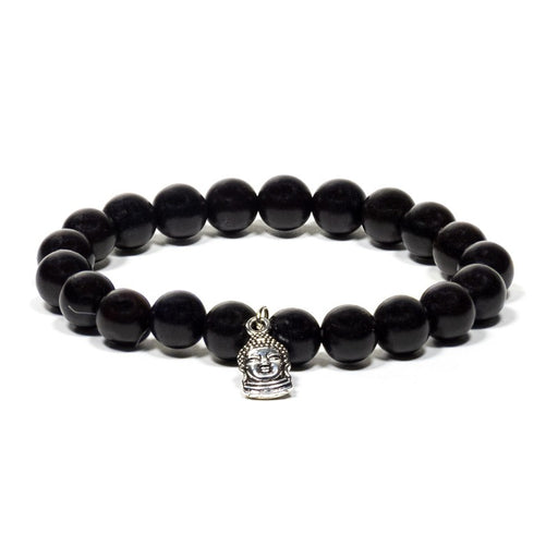 Mala/bracelet black wood elastic with buddha image