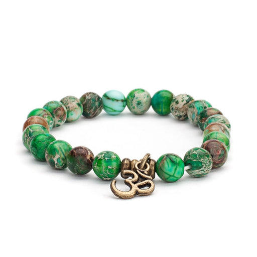Mala Armbånd/bracelet, green imperial turquoise with OM charm image