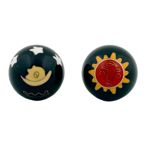 Meditasjonkuler/Health Balls Sun & Moon red yellow on black image