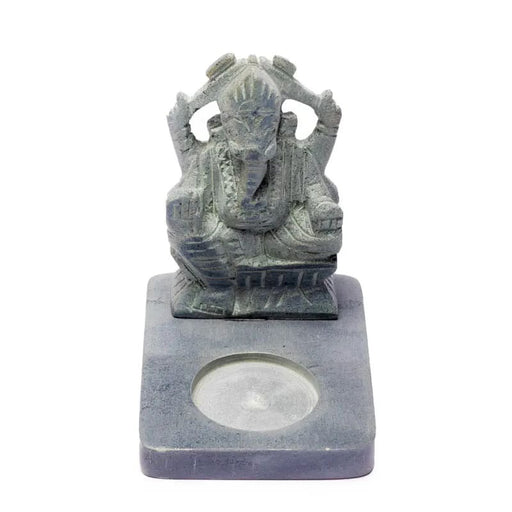 Tea-light holder Ganesh soapstone grey image