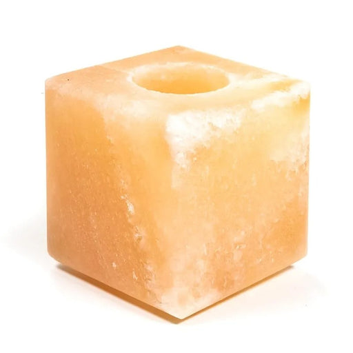 Crystal salt tea light holder cube image
