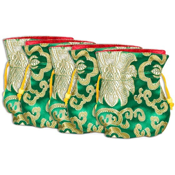 Purse lined brocade green image