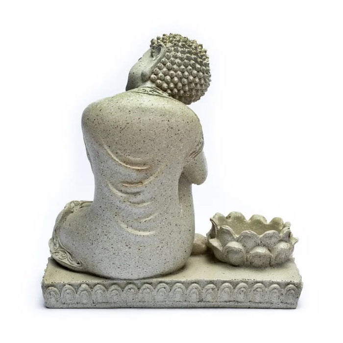 Buddha with candleholder grey colour
