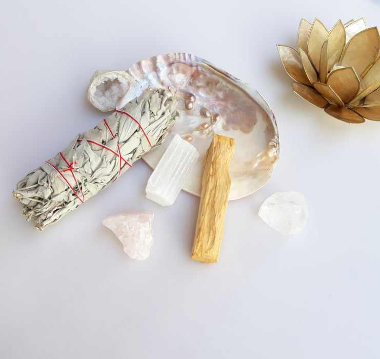 Set 7 Piece Set  Natural Rouge Rose Quartz, Rock Crystal, Seleni image