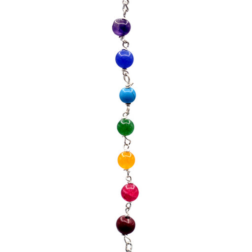 Round Amethyst Pendulum on Chain with 7 Chakras Minerals image
