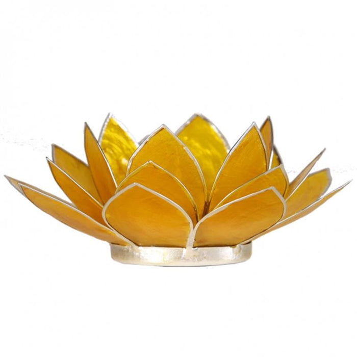 Telysholder/ Lotus atmospheric light chakra 3 yellow silver trim image