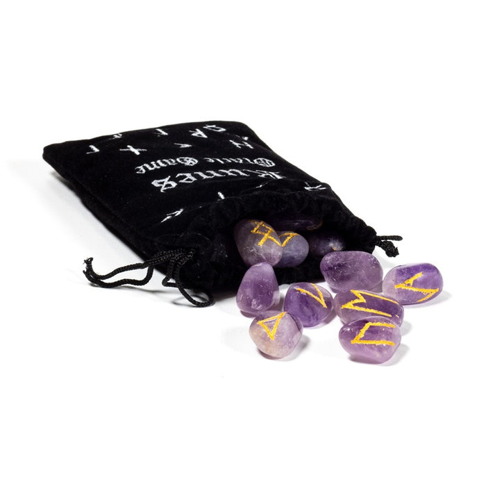 Runer - Ametyst Crystal Rune Stones - Amethyst - Purple Bag image