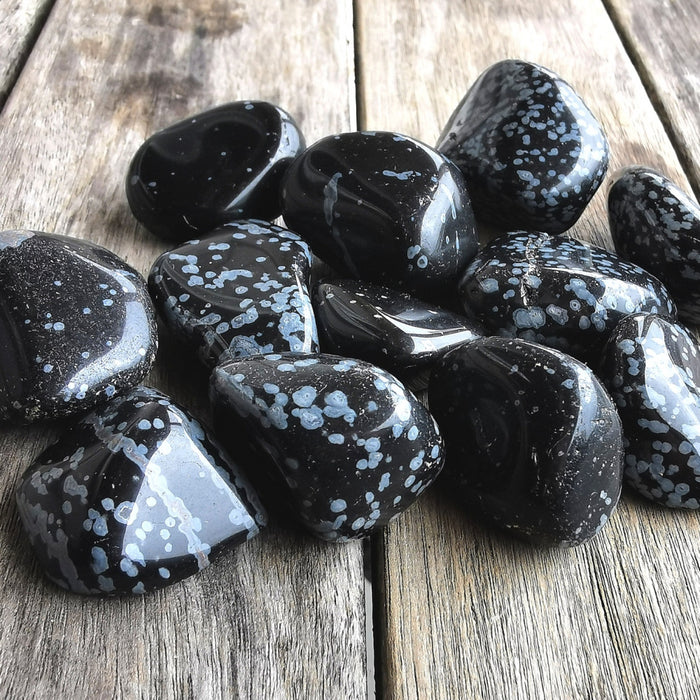 Obsidian, snøfnugg Tromlet M  AAA-kvalitet image